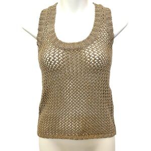 Margo & Sebastian Gold open knit racerback sweater vest. XS